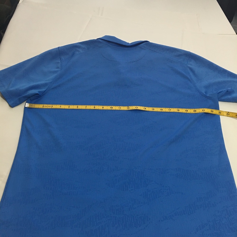 Nike Polo Shirt Mens Large Blue Dri-Fit Short Sleeve Embossed Camo - Picture 8 of 9